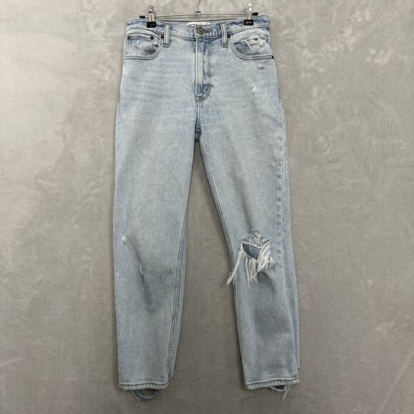 Abercrombie & Fitch Jeans Womens The Mom High Rise Distressed Stretch 27x25.5 - Picture 2 of 14
